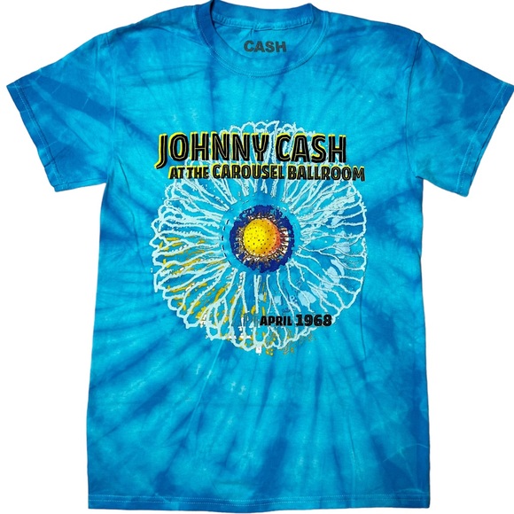 NWOT Johnny Cash Official Carousel Ballroom San Fran Tie Dye T-Shirt Unisex S - Picture 1 of 6